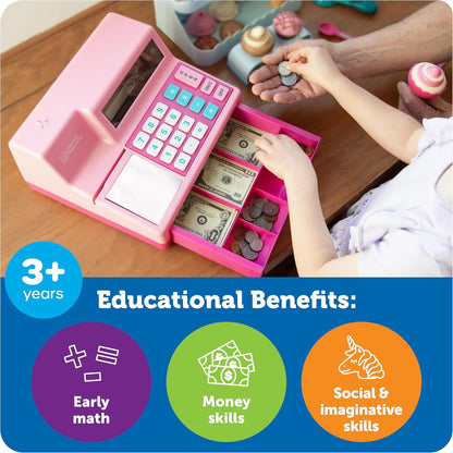 Learning Resources Pretend & Play Calculator Cash Register Toy - Gift for Kids, Toddler Toys, Play Money & Credit Card, Shopping Store Playset, Educational Preschool Activities