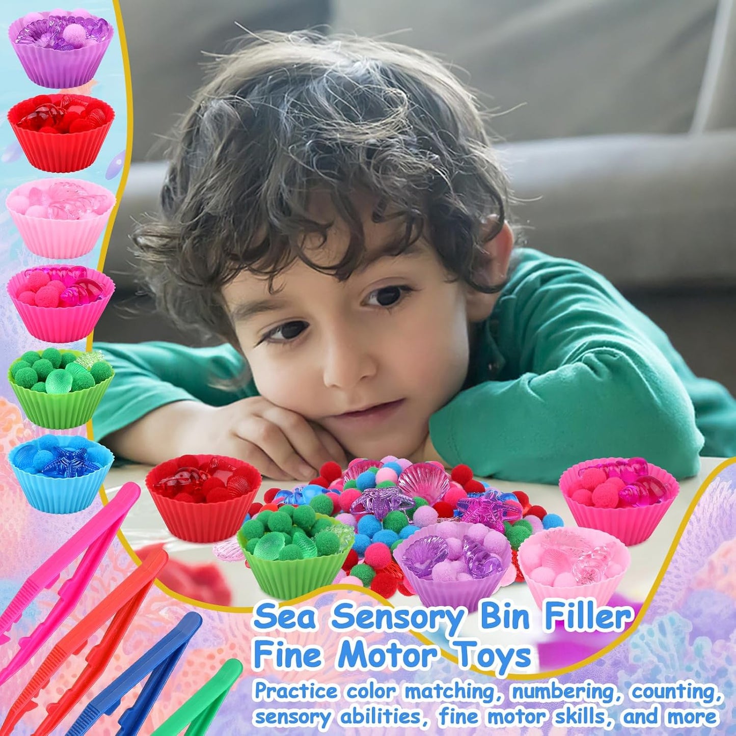 286Pcs Letters and Numbers Sensory Bin Filler Fine Motor Toys Counting Sorting 200 Felt Pompoms 76 Magnetic Letters Numbers 4 Tweezers 5 Silicone Plates 1 Storage Box for Counting Sorting DIY Crafts