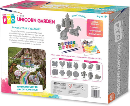 MindWare Paint Your Own Stone Unicorn Garden – Weather-Resistant Garden Rocks Paint Kit for Kids – Includes Paint, Brushes and Instructions – Ages 8 and Up