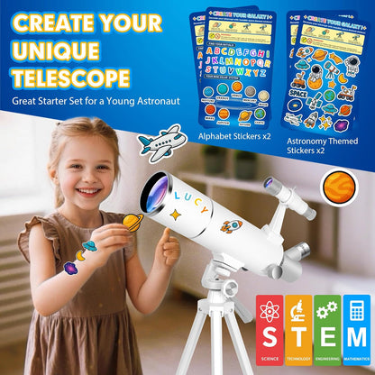 Hawkko Telescope for Adults & Kids – 80mm Aperture 500mm Telescopes for Adults Astronomy, (20X-150X) Portable Refractor Telescope Kit for Beginners with Decorate Stickers, AZ Tripod, Phone Adapter