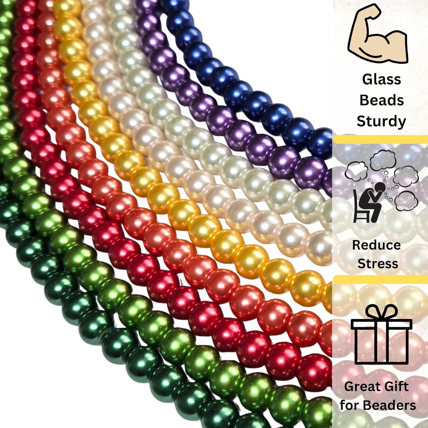 8mm Glass Beads Round Bulk for Bracelet, Glow in Dark Beads, DIY Jewelry Windchime Suncatcher Party Supplies, 300 pcs