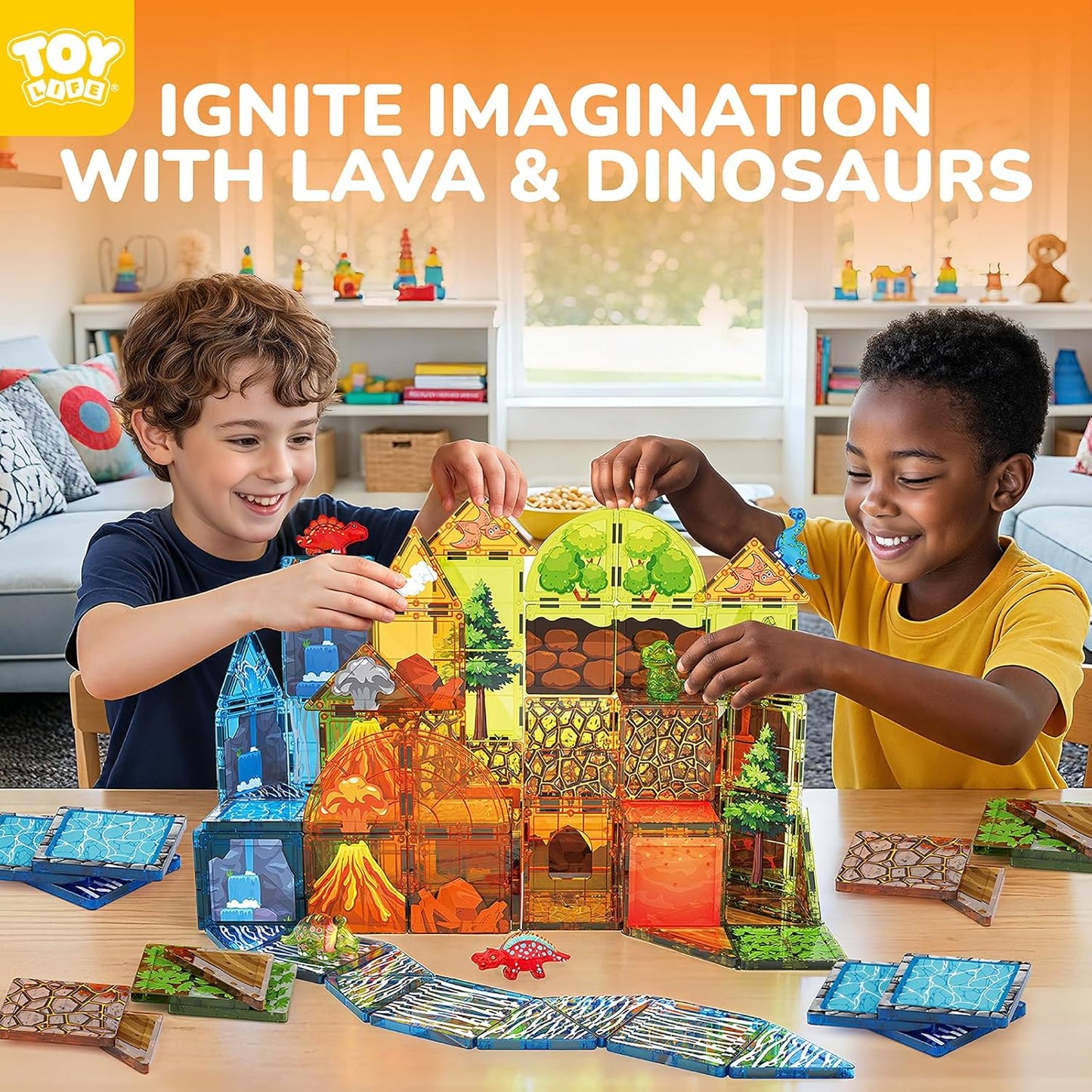 TOY Life 38 Pcs Magnetic Tiles Animals for Toddlers 3-5 Magnet Blocks for Kids Ages 4-8 STEM Magnet Tile Toys Building Tiles Set Christmas Birthday Gift for Boys and Girls
