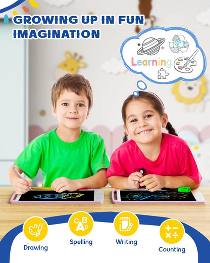 bravokids 2 Pack LCD Writing Tablet for Kids Toys, 10 Inch Colorful Erasable Doodle Board Drawing Pad for Kids, Car Trip Educational Toys Christmas Gift for 3 4 5 6 7 Girls Toddlers