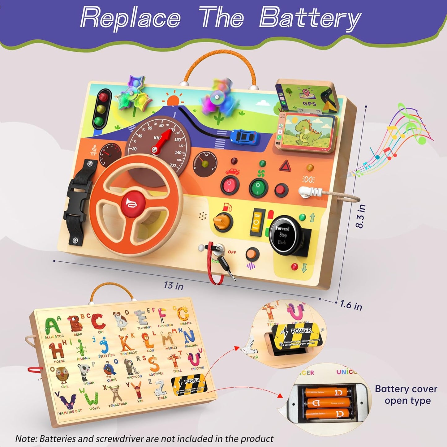 flycoost Busy Board with LED Light Switches,Toddlers Montessori Educational Toys for 1 2 3 Years Olds,Wooden Autism Activity Baby Busy Board,Sensory Travel Toys 1+ Year Old Boy&Girl Birthday Gift