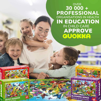 QUOKKA Puzzles for Kids Ages 4-6 - 4 x 60 Puzzles for Toddlers 5-8 - Educational Search & Find Toy for 8-10 yo for Learning Forest Polar, USA National Park Animals & City Life