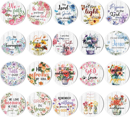 Bible Verses Fridge Magnets Set - Wxiben 20Pcs Floral Christian Religious Refrigerator Magnets Inspirational Scripture Magnetic Decorations Refrigerator Stickers for Home Fridge Office Kitchen Locker
