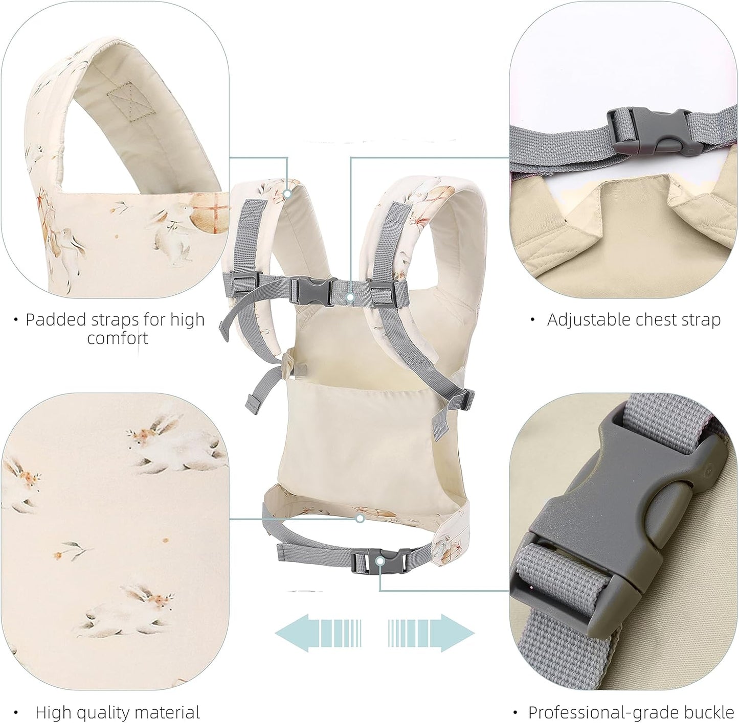 Miracle Baby Doll Carrier for Kids, Front and Back Baby Doll Accessories Backpack Kid Toddlers Play Toy Baby Carriers with Adjustable Straps for Little Girls