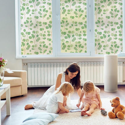 Leaf Pattern Window Tint with Installation Tools, Blackout Window Cover, Sun Blocking Window Tint for Home (Full Blackout Opaque, 17.7'' x 78.7'')