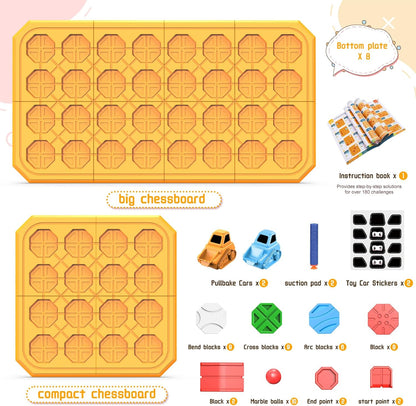 STEM Logic Road Builder Toys: Board Games Toys for 5 Year Old Kids, Montessori Brain Teaser Puzzles Educational Learning Activities Toy for Kid Ages 3 4 6-8 12 Boys Girls Gifts (Orange 32PCS)
