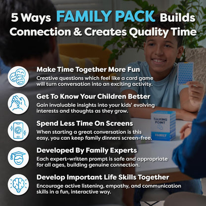 200 Family Conversation Cards - Put Down The Phones & Connect with Family - Get to Know Each Other Better with Meaningful Talk - Let Kids Express Themselves, Great for Dinner Table & Road Trips