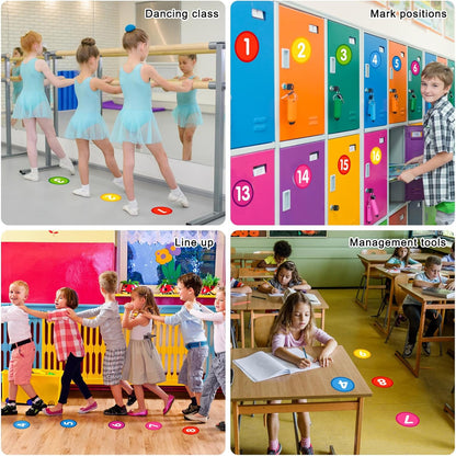 FaCraft Boho Line Up Spots for Classroom Floor - 48Pcs Floor Numbers for Classroom Lining Up Waterproof Number Stickers Markers for Preschool Kindergarten Elementary Back to School Teacher Must Haves