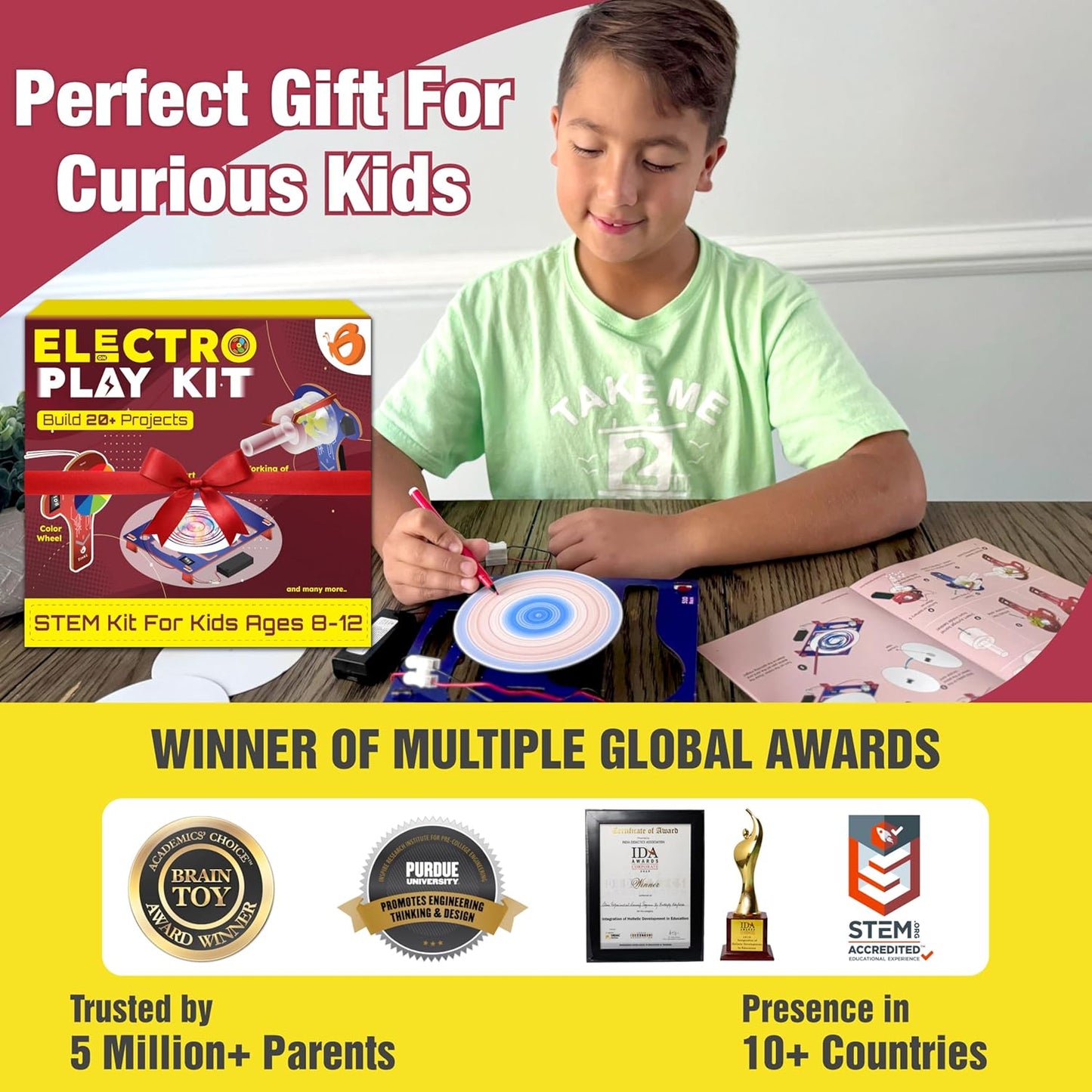 Butterfly EduFields 4in1 Motor Play Science Kit Pack of 5 | Best Birthday Return Gifts for Kids Ages 5 6 7 8 9 10 11 12 | STEM Toy | Reusable & Safe | Birthday Gift for Kids Ages 5+
