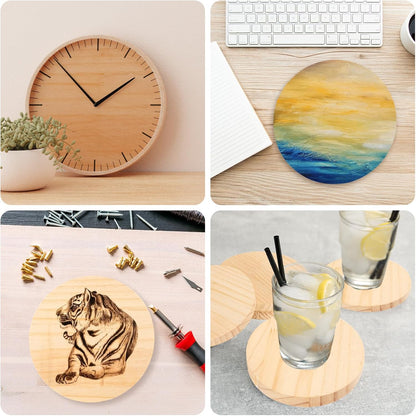 4PACK 4 inch Round Wooden Plaque, 3/4 Inch Thick Unfinished Wooden Circle Plaque, Natural Pine Wood Base for Craft Projects, Sign, Painting, Woodcarving, Engraving