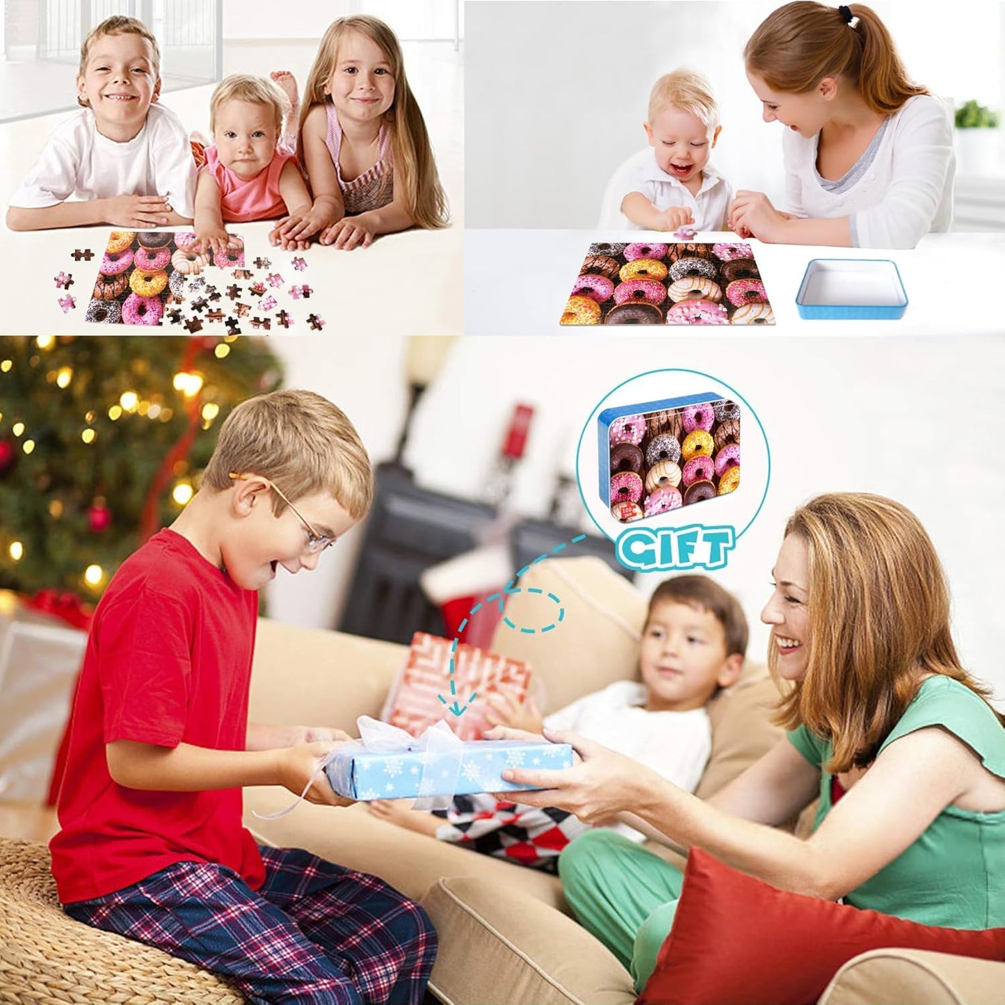 LELEMON 100 Pieces Jigsaw Puzzles in a Metal Box for Kids Age for 4-8 Boys Girls Toy Puzzles Construction Site Vehicles Children Learning Educational Puzzles Toys