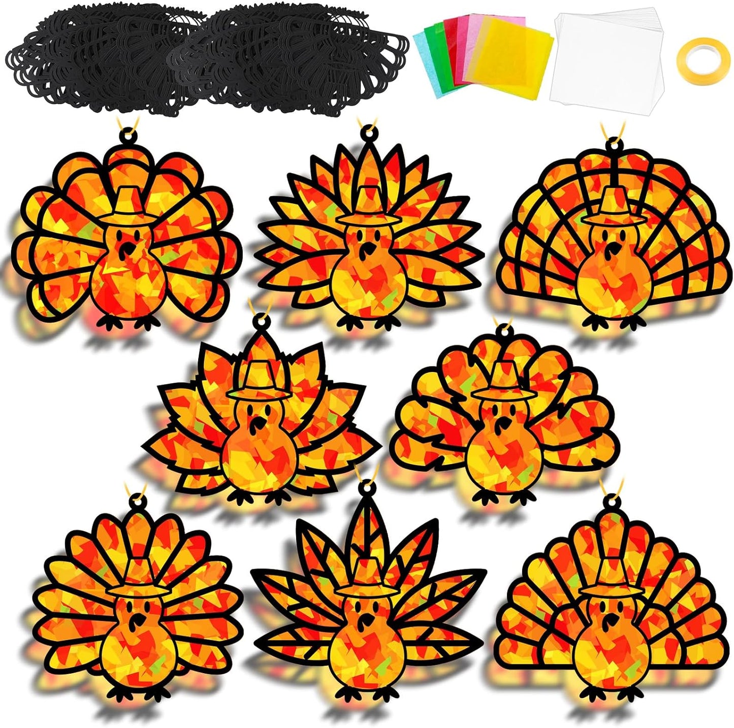 32 Sets Outer Space Suncatchers Craft Kit DIY Window Stained Glass Effect Planet Astronaut Alien Paper Crafts Home School Classroom Decoration Kid Birthday Gift Creative Art Project Activity Game - Colors B