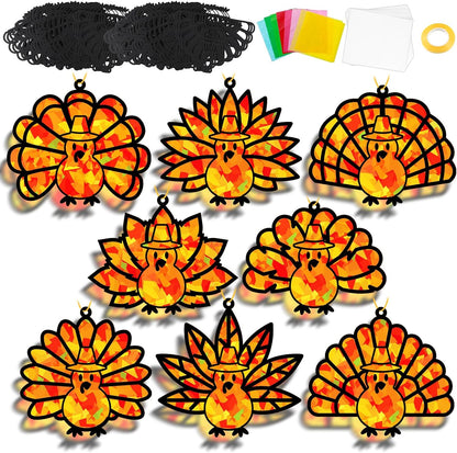 32 Sets Outer Space Suncatchers Craft Kit DIY Window Stained Glass Effect Planet Astronaut Alien Paper Crafts Home School Classroom Decoration Kid Birthday Gift Creative Art Project Activity Game - Colors B