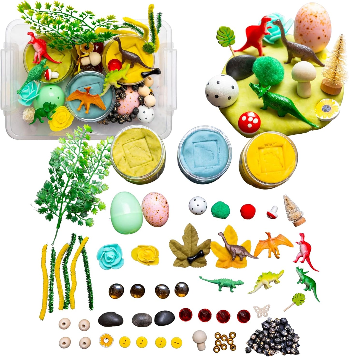 Play Dough Kit, Sensory Kit,Non-Toxic PlayDough, Sensory Motor Aids Gift for Kids, Sensory Play Set, Fine Motor Activity (Dinosaur Play Dough Kit)