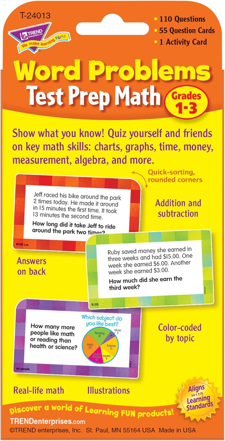 Test Prep Math Word Problems (Grades 1-3)Challenge Cards®