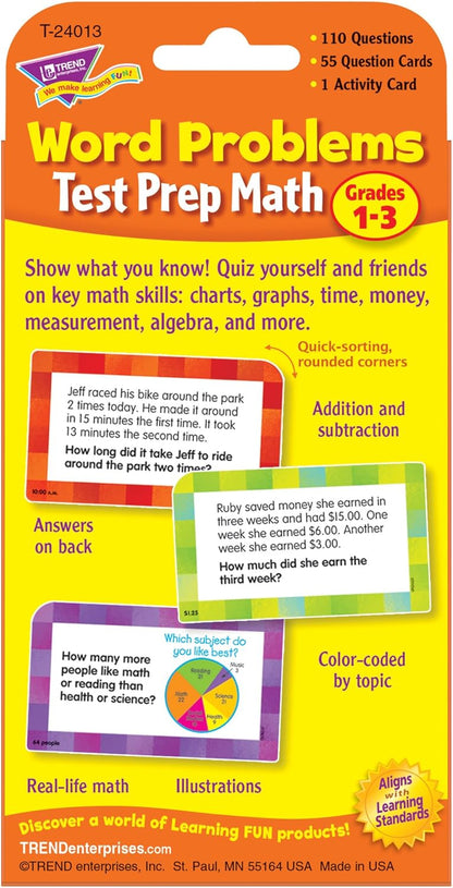 Test Prep Math Word Problems (Grades 1-3)Challenge Cards®