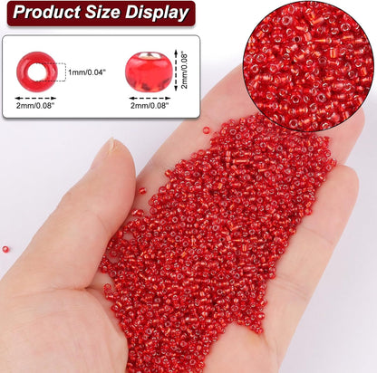 10100 Pcs Size 11/0 Glass Seed Beads, 2 mm Dark Green Small Mini Spacer Loose Pony Beads for Jewelry Making and DIY Crafts - Colors A