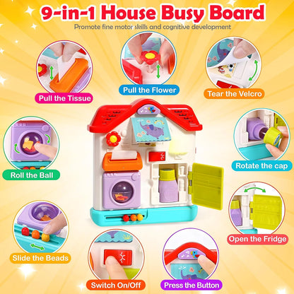 Montessori Busy Board Sensory Toys for Toddlers 1-3, Activity Music & LED Light Up Montessori Toys for 2+ Year Old, Travel Toys for 2 Year Old Boys & Girls, 2025