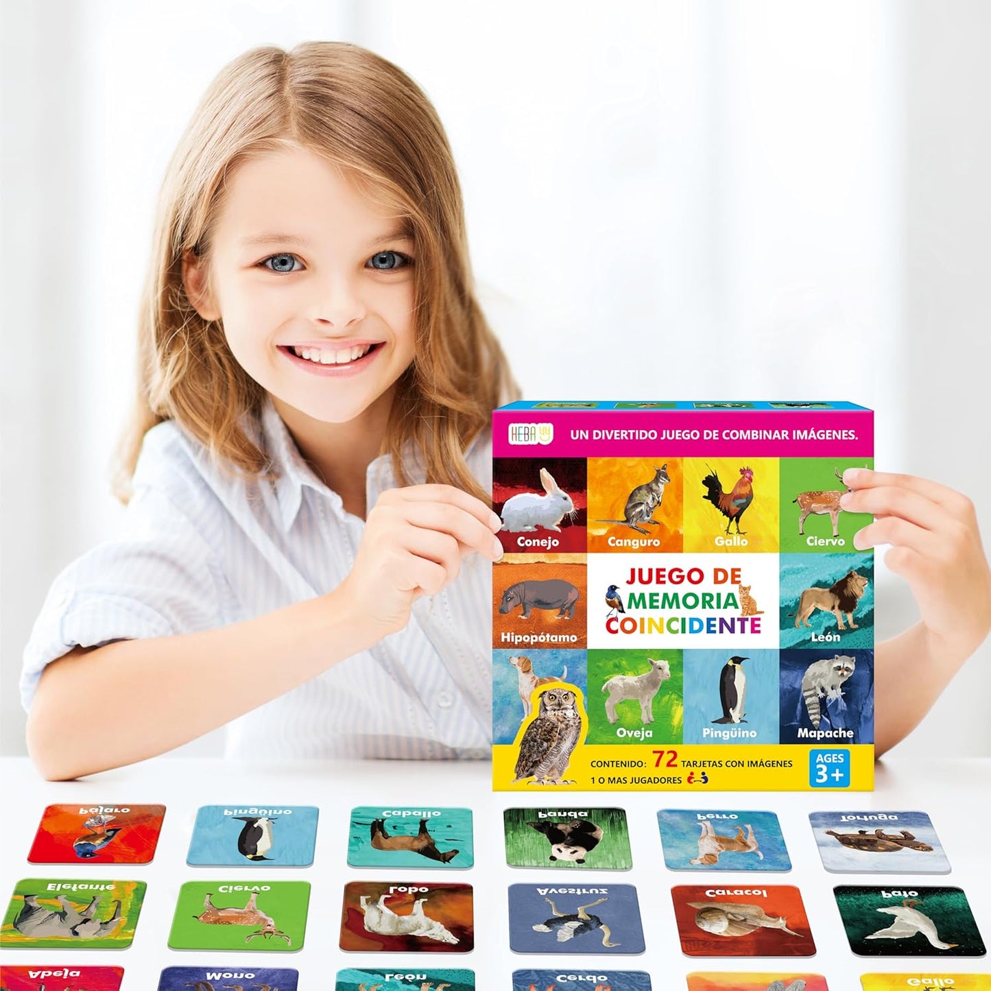 Hebayy 72 PCS Memory Matching Game, Real Animal Matching Cards for Toddlers 36 Pairs Memory Cards for Preschool 4 5 6 Years Old