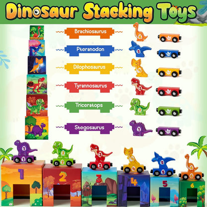 Atoylink Toddler Sorting and Stacking Toys with Magnetic Wooden Cars & Community Helpers, Baby Number Blocks Nesting Boxes Preschool Learning Montessori Toys for 1 2 3 Year Old Boys Girls Gift