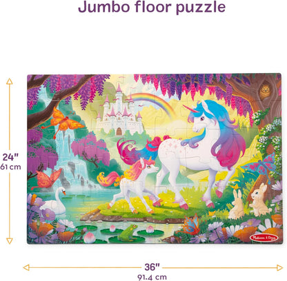 Melissa & Doug Glow-in-The-Dark Unicorn Jumbo Floor Puzzle, 48-Piece Jigsaw Puzzle with Hidden Details, Kids Puzzles for Girls & Boys Ages 4 and Up - FSC Certified