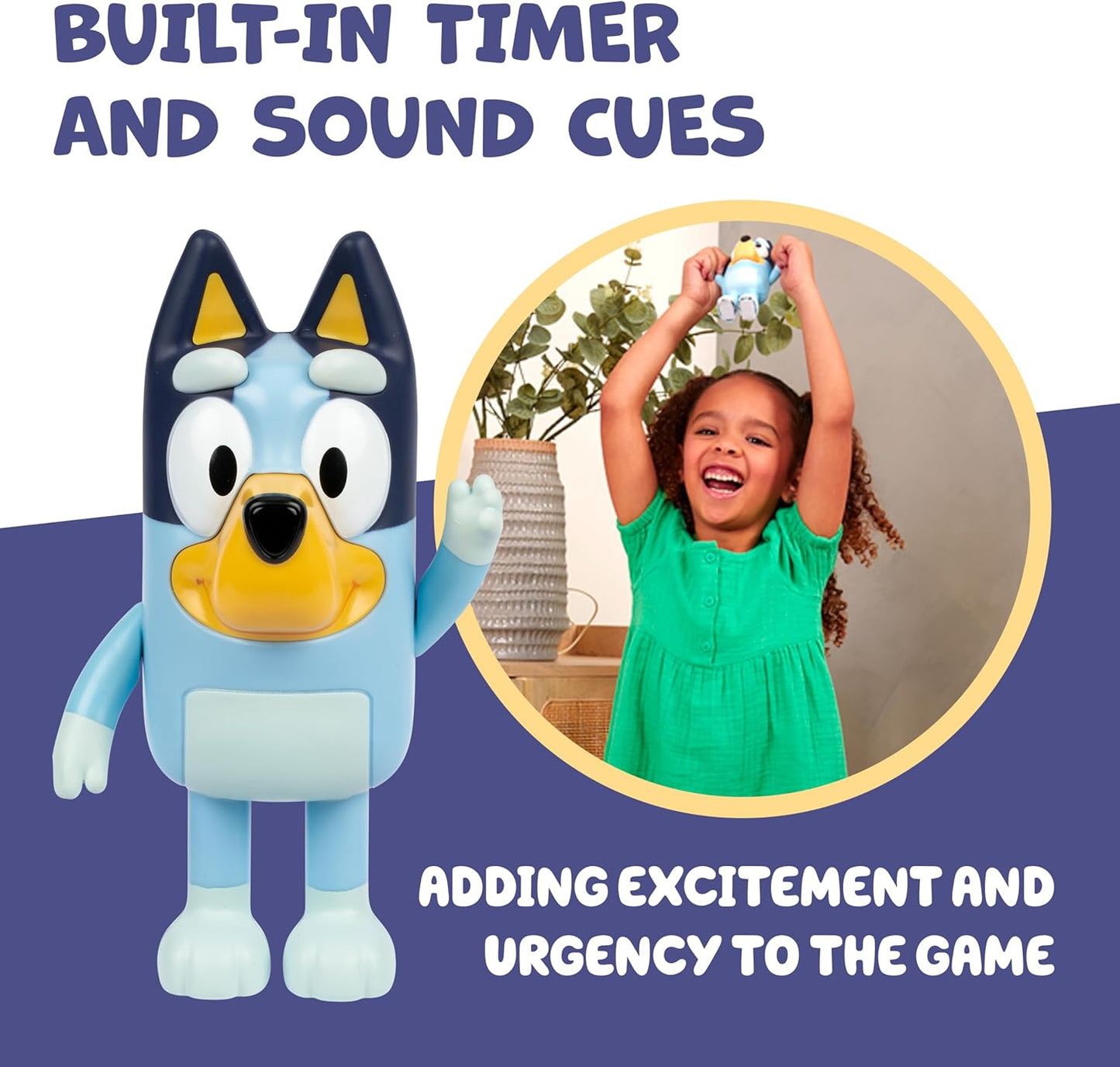 Bluey Game Hide and Seek Figure, Articulated, Musical Kids Figurines with Dance Mode, Interactive Play Toddler Figurine Toys for Ages 3+