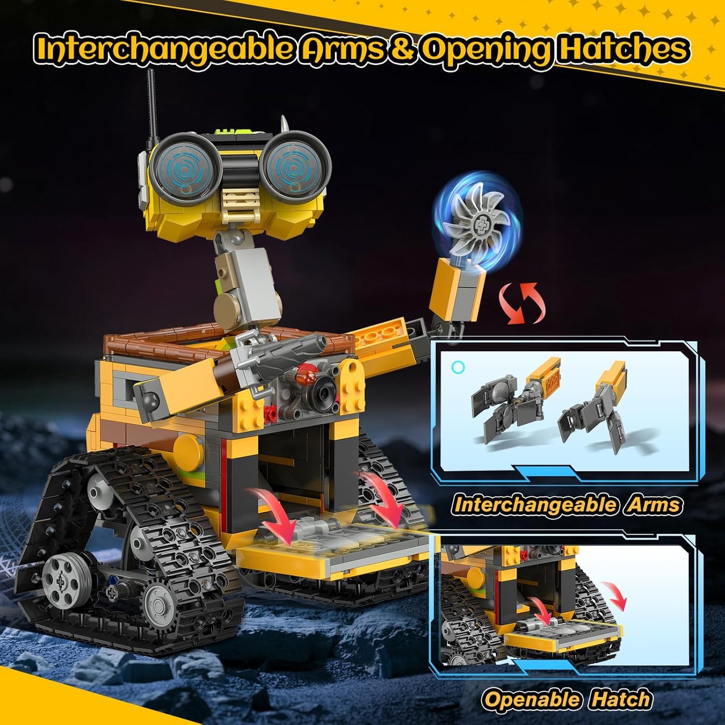 HiWEEGO Robot Building Sets for Kids - 5 in 1 Wall Robotic Kit, 748 PCS Robot with Interchangeable Arms Bulldozer Plane Building Block Toy Model for Boys Girls 8-12 Easter Home Decor