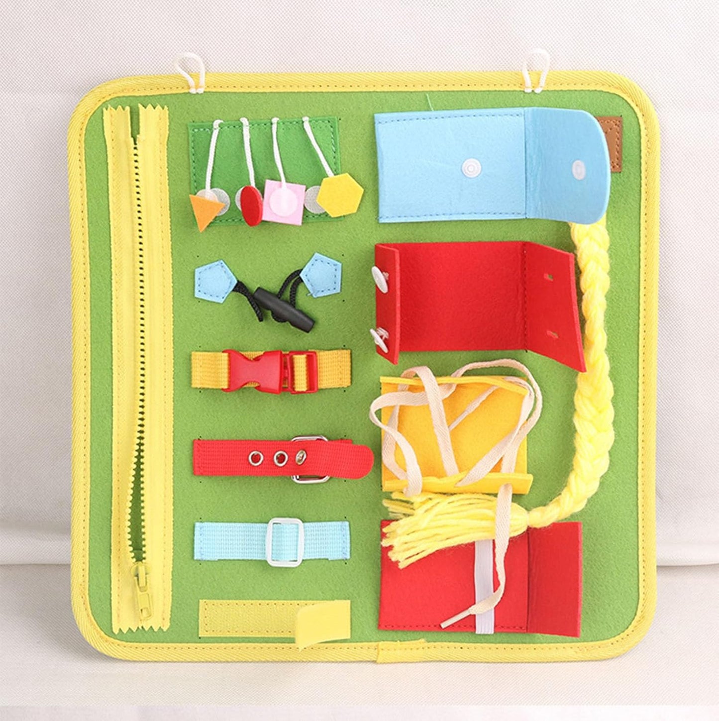 Montessori Felt Busy Board, Portable Sensory Toy, Fine Motor Skills & Life Skills Learning Board,Model a