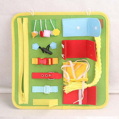 Montessori Felt Busy Board, Portable Sensory Toy, Fine Motor Skills & Life Skills Learning Board,Model a