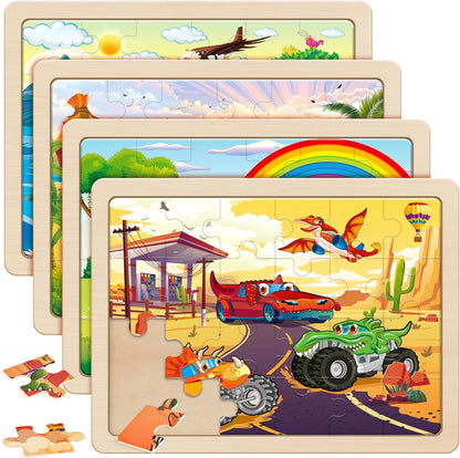 SYNARRY Large US World Earth Solar System Wooden Puzzles for Kids Gift Box(12.2 * 9.4 in), Puzzles for Toddlers 3-5, Wood Puzzles for Kids Ages 4-6, Easter Basket Stuffers Gifts for Kids