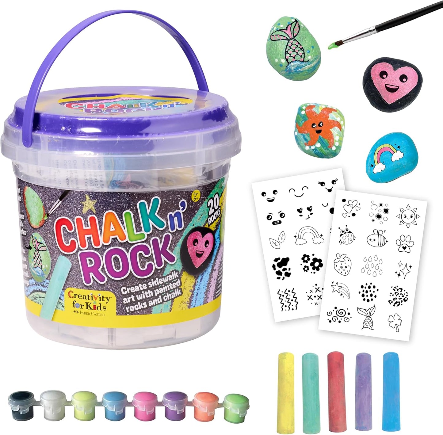 Creativity for Kids Rock Snake Bucket Kit Create 20 Smooth Stones into a Colorful Rock Snake Fun DIY Craft & Outdoor Art Activity for Kids (Ages 6+)