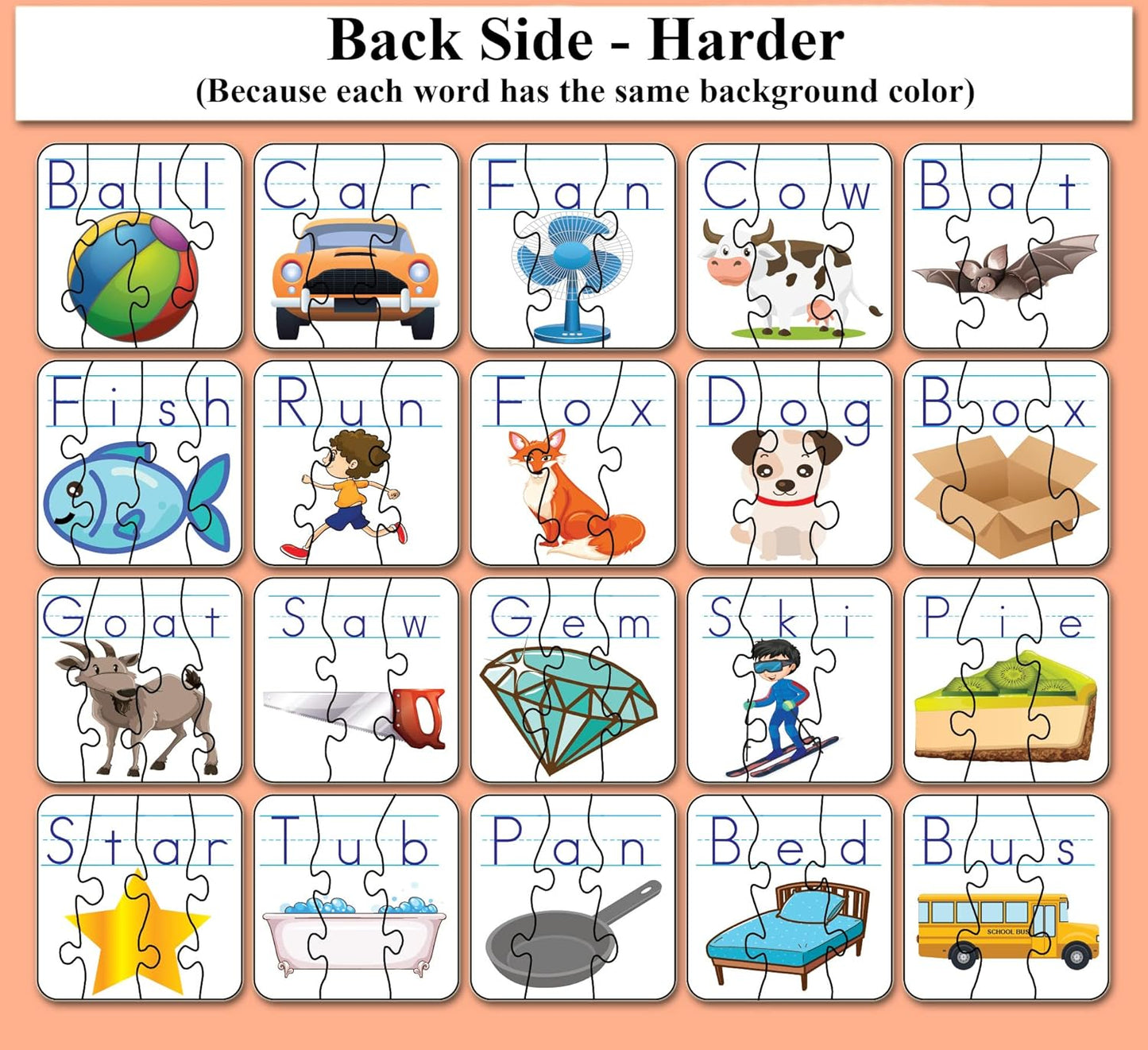 Think2Master Spelling Word Flashcards. 20 Double Sided Self Correcting Jigsaw & 78 (Writable, Erasable) Flash Cards