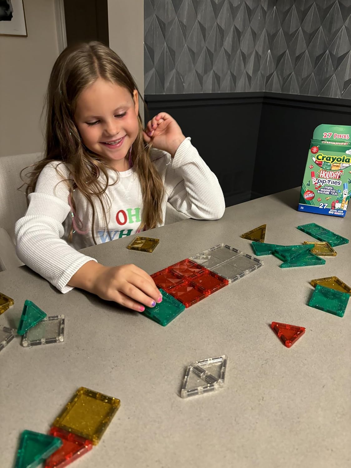 CreateOn Crayola Mini Magnetic PIP-Tiles, Building Set for Kids, Magnetic Building Toys for Kids, STEM Travel Toys for Boys and Girls Ages 3+, 24-Piece Set (Glitter)