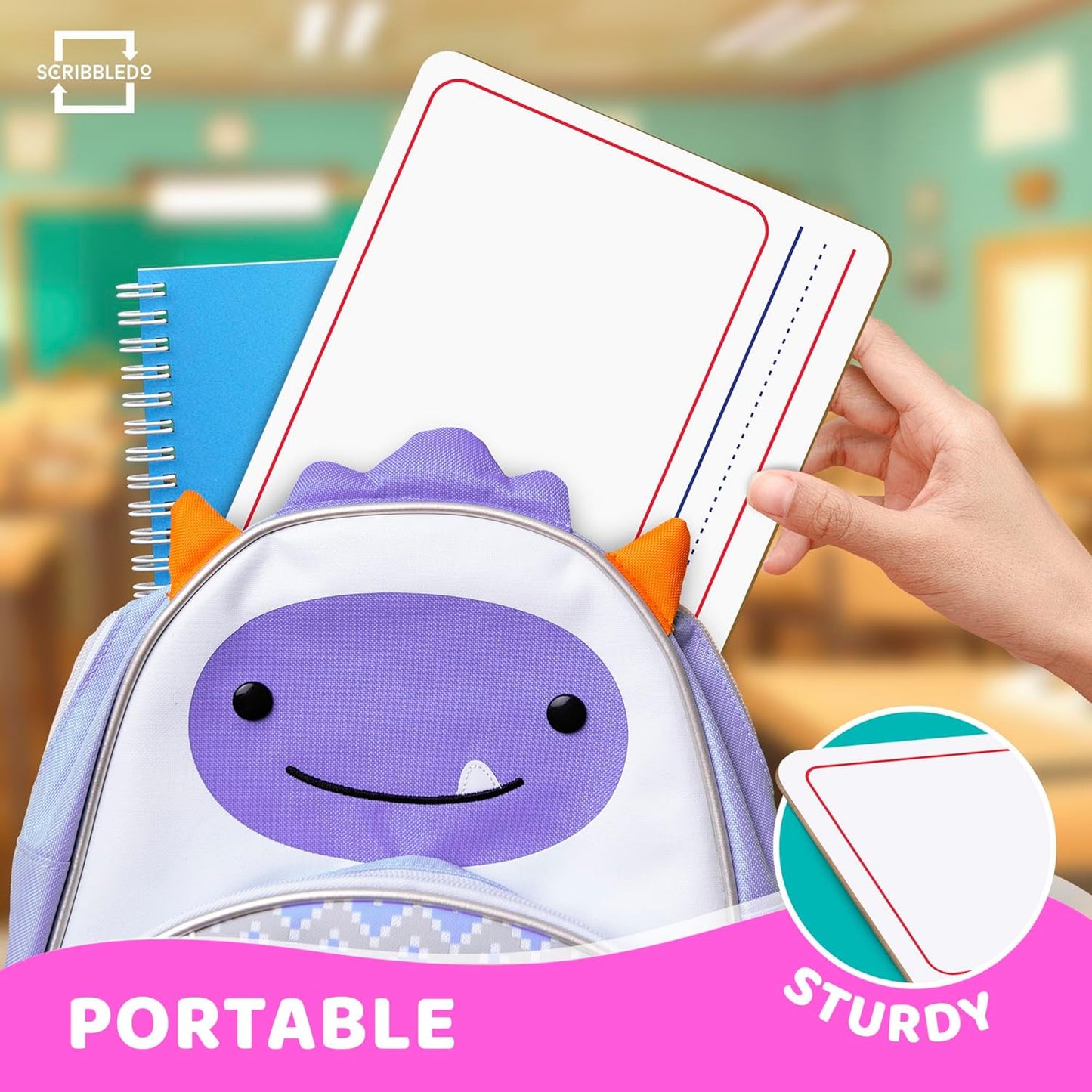 Scribbledo Double Sided Whiteboard Lined Dry Erase Board for Kids Ruled Writing Board Handwriting Practice Small White 9x12 Dry Erase Board with Lines Education Teacher Supplies