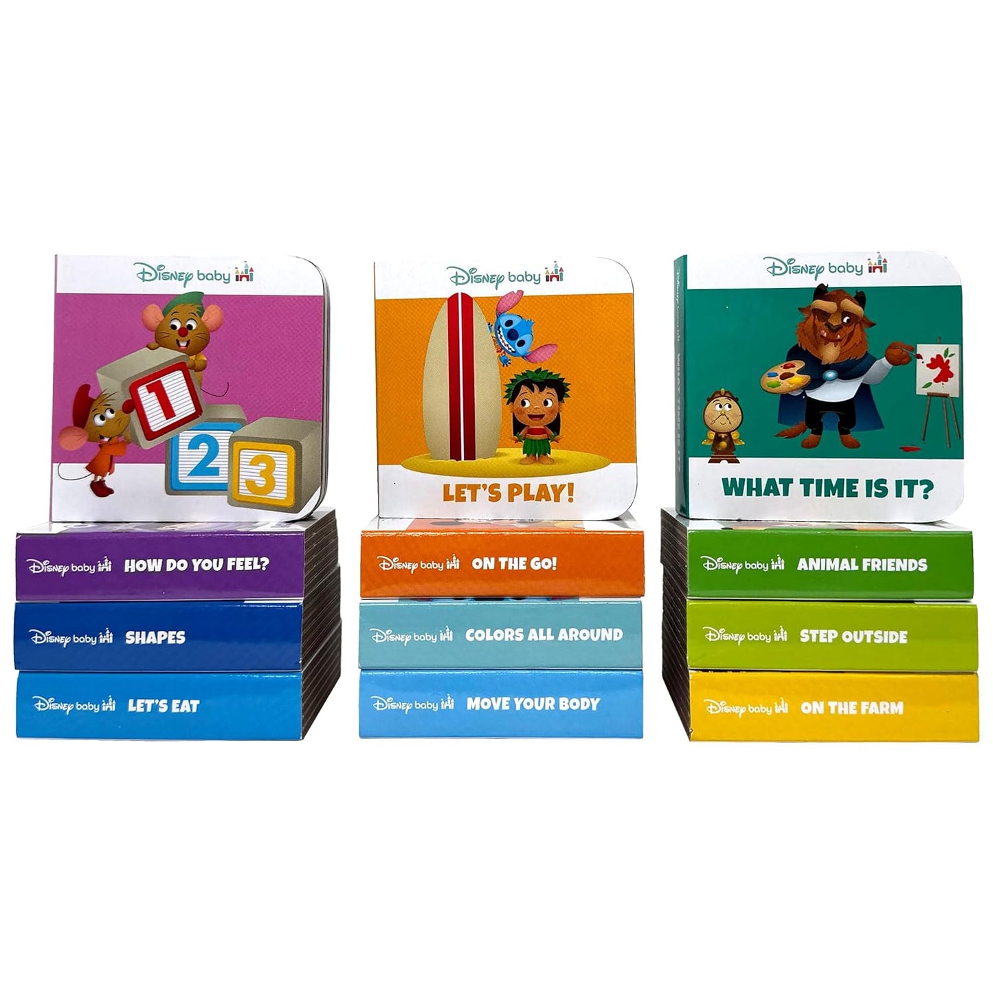 Disney Baby Mickey Mouse, Minnie, Toy Story and More! - My First Library 12 Board Book Set - First Words, Shapes, Numbers, and More! Baby Books - PI Kids