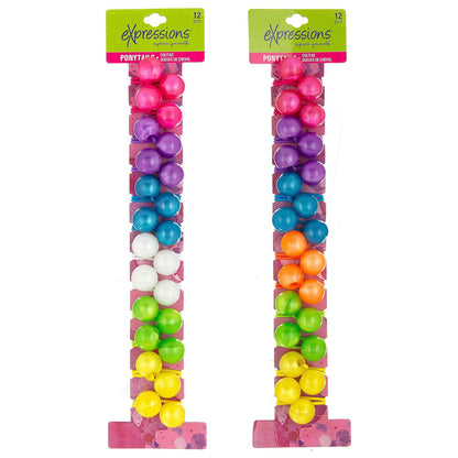 20pc Ponytailers Balls Elastics 18mm Round Opaque Multicolored Twin Beads Bauble Holders Toddler Kids Braiding Styling