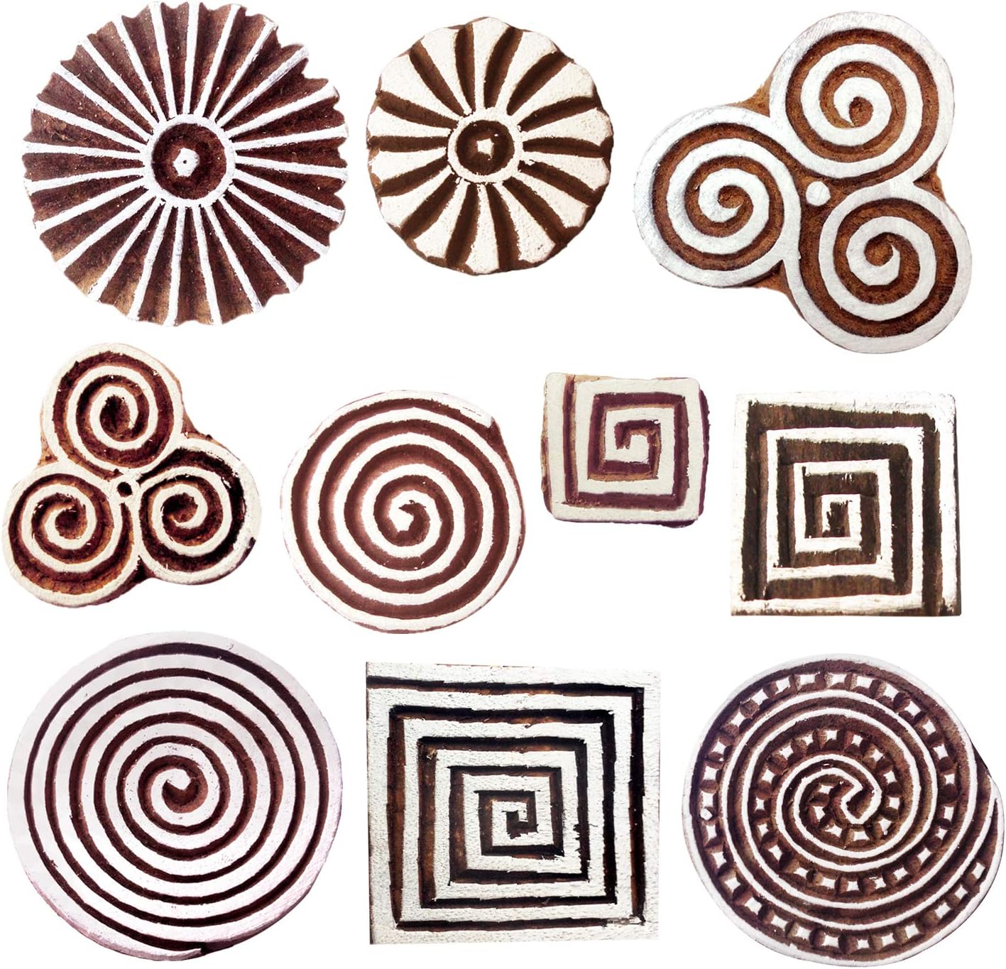 Royal Kraft Assorted Wooden Block Printing Stamps (Set of 10) Bulk01_10