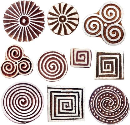 Royal Kraft Assorted Wooden Block Printing Stamps (Set of 10) Bulk01_10