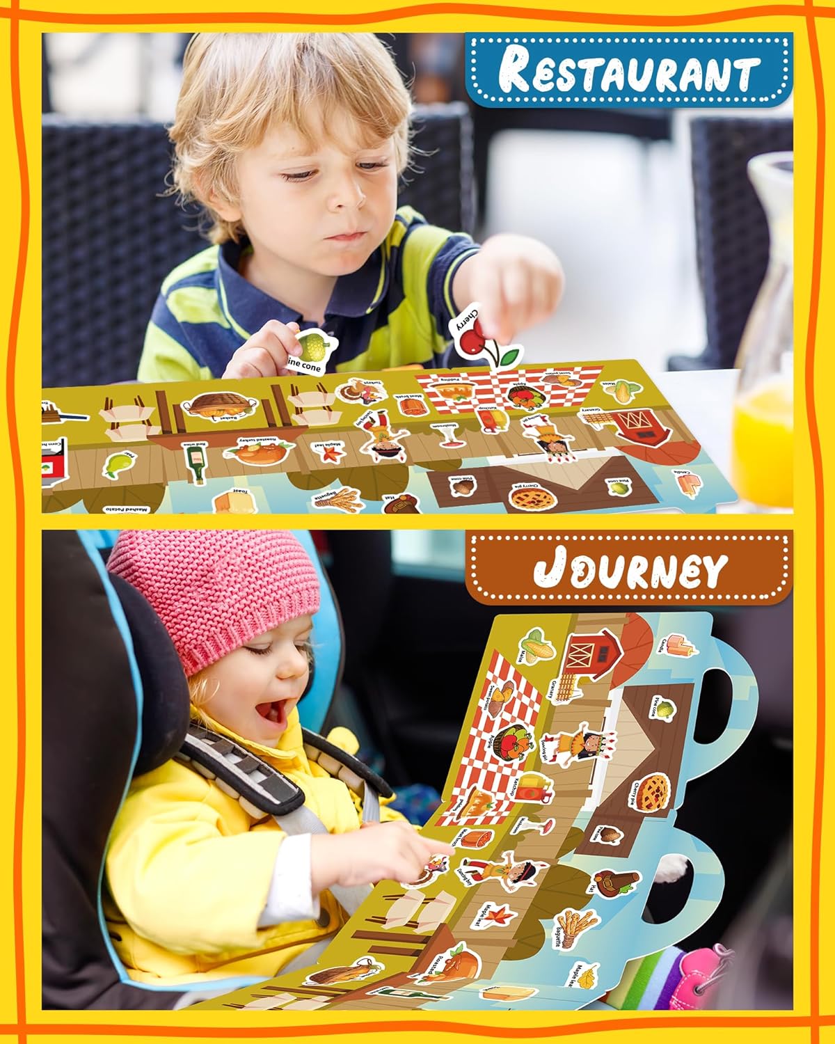 Benresive Reusable Sticker Books for Toddlers, Fun Travel Stickers for Kids, Toddler Sticker Book, Crafts Activities for Toddlers, 3 and Up Birthady Gifts - Vehicle