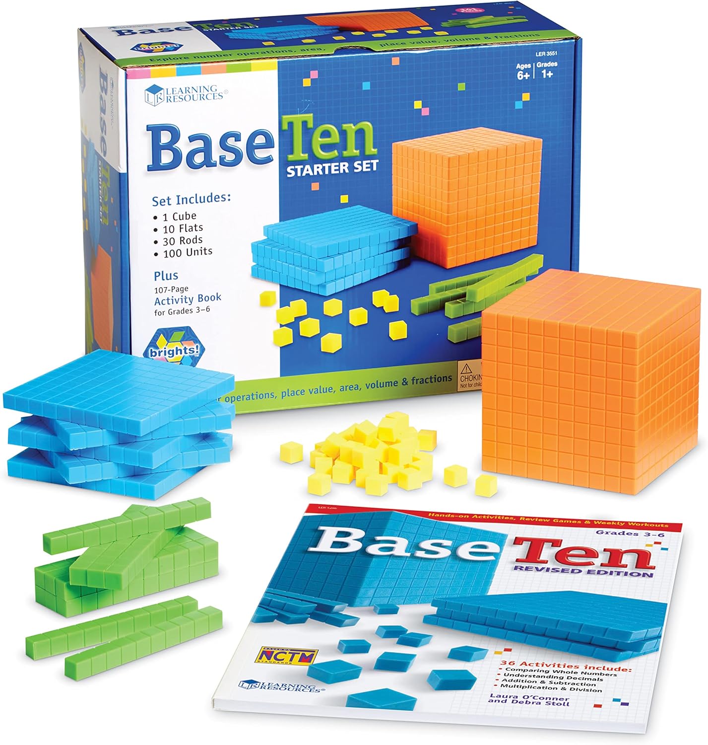 Learning Resources Brights! Base 10 Starter Set - 100 Piece Set, Ages 6+, 1+ Grade, Math Manipulatives, Teacher Supplies, Back to School