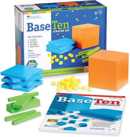 Learning Resources Brights! Base 10 Starter Set - 100 Piece Set, Ages 6+, 1+ Grade, Math Manipulatives, Teacher Supplies, Back to School