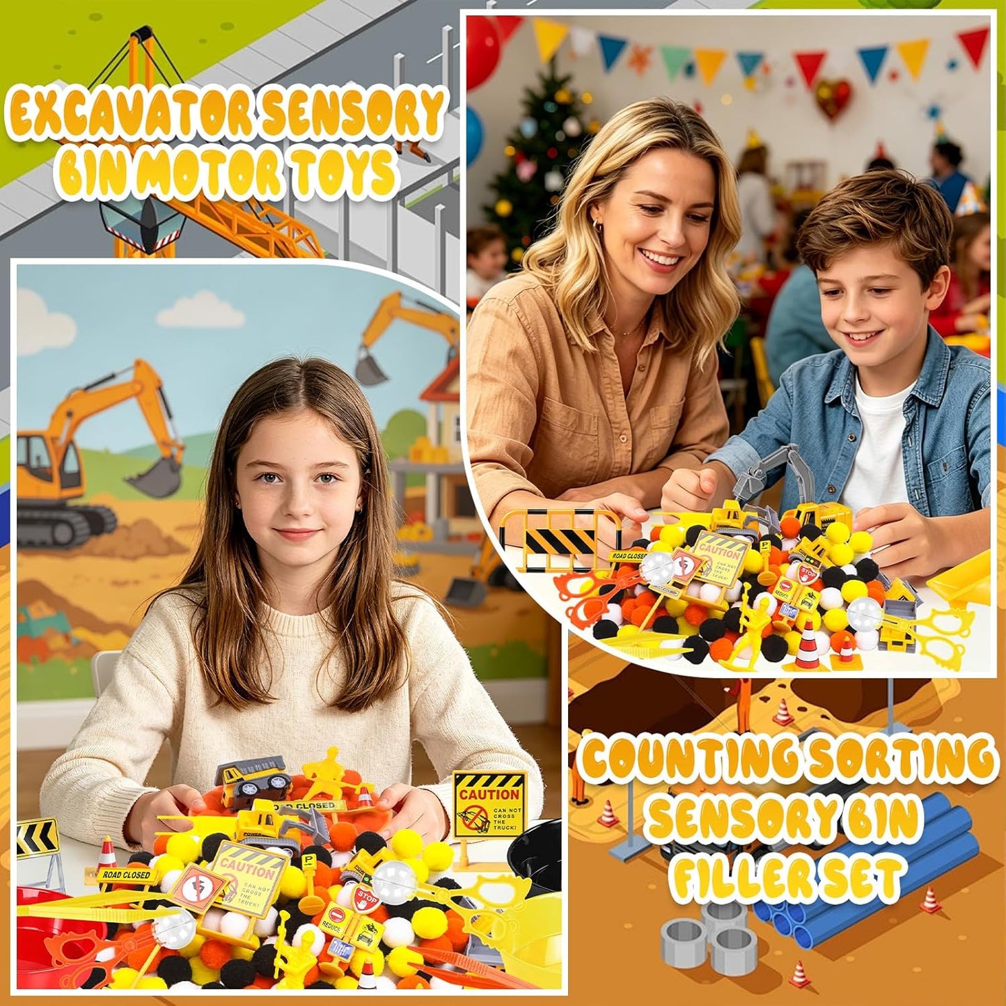 307 Pcs St. Patrick's Day Sensory Bin Filler Shamrock Fine Motor Sensory Bin Items Includes Pom Poms Irish Shamrock St. Patrick's Hat Resin Animals for Counting Sorting Training