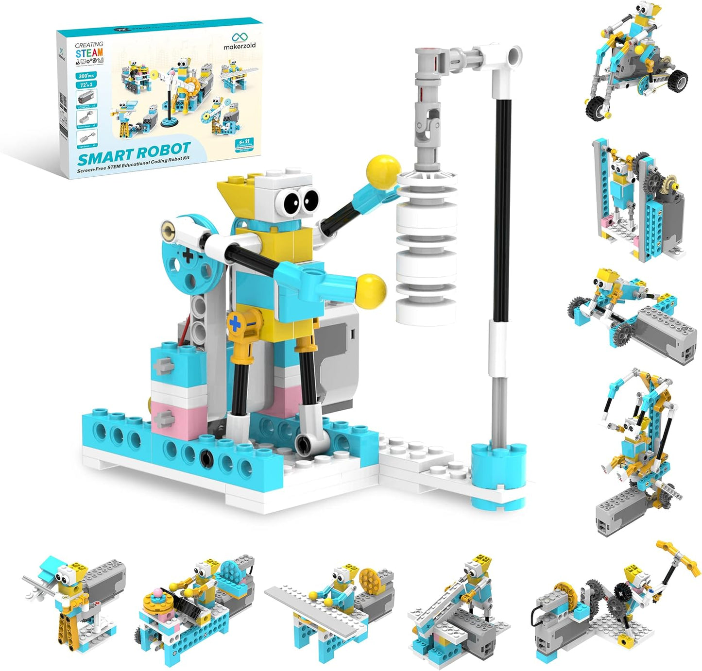 Makerzoid Smart Robot,72-in-1 STEM Educational Toy, Electronic Building Robots Toy, Robotics Learning Kit, Logical Training Kit, DIY Robot Building Set for Kids Ages 6+