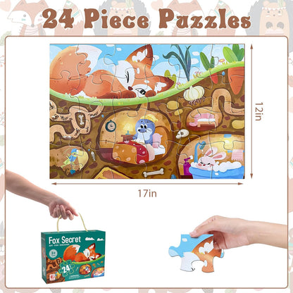 Jumbo Floor Puzzle for Kids, Large Jigsaw Puzzles 24 Piece for Kids Ages 3-5,Preschool Learning & Education Toys, Gifts for 4-8 Year Old Boys and Girls (Jungle Animals)