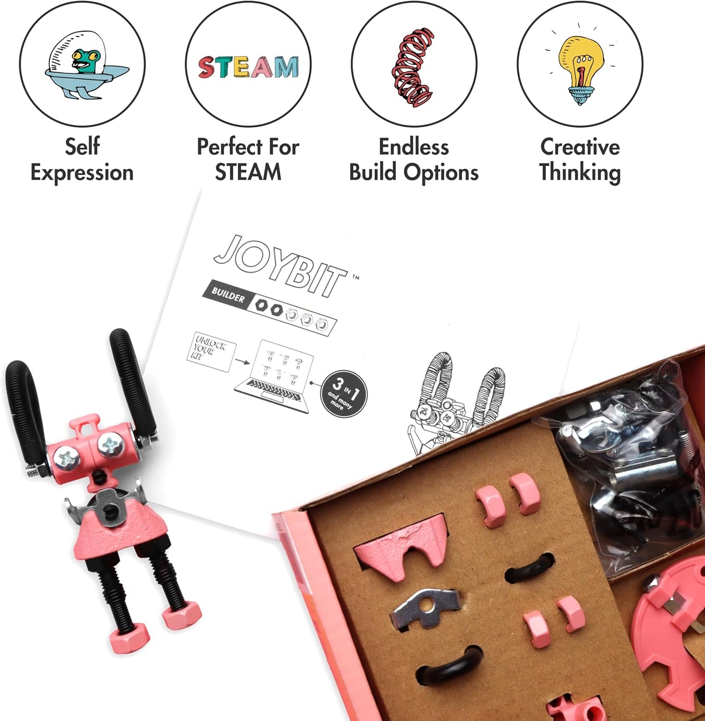 The Off Bits CareBit Build Your Own Robot Toy Construction Set, Educational Gift STEM Activities Learning Kit, Creative Build and Play Model Kit Steam Toys for 6 7 8 9 10+ Year Old Boys & Girls