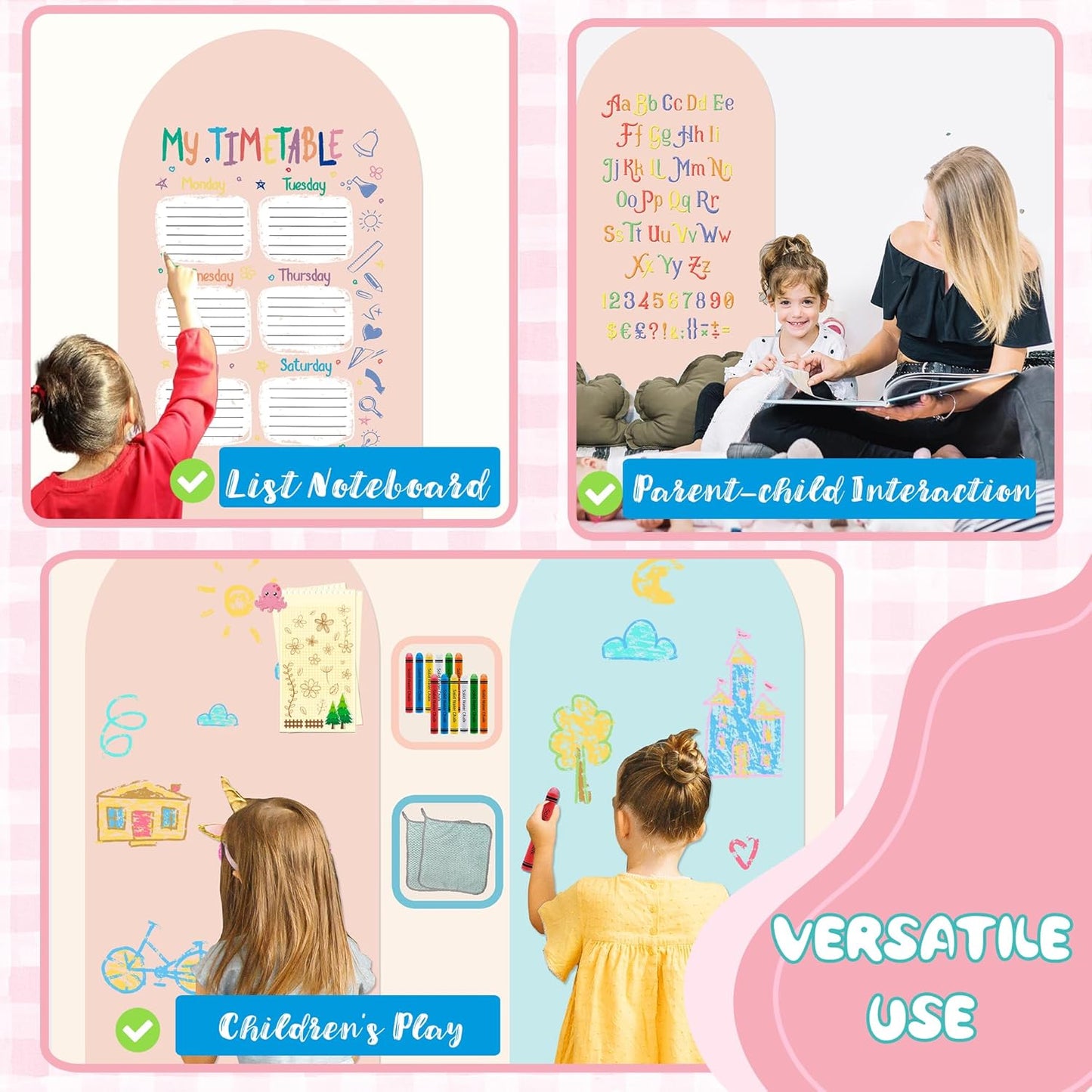 8 PCS Magnetic Wall Decals for Kids Magnetic Chalkboard Peel and Stick Magnet Sheets Board Sticker Tangram Puzzle Self Adhesive Contact Paper Dry Erase Blackboard for Playroom Homeschool 15.7"x10.4"