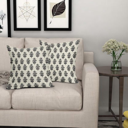 Sage Green Blue Floral Block Print Pillow Covers 18x18 Set of 2 Spring Flower Pattern Decorative Throw Pillowcases Outdoor Rustic Farmhouse Square Cushion Cases Decor for Home Couch Sofa Bed